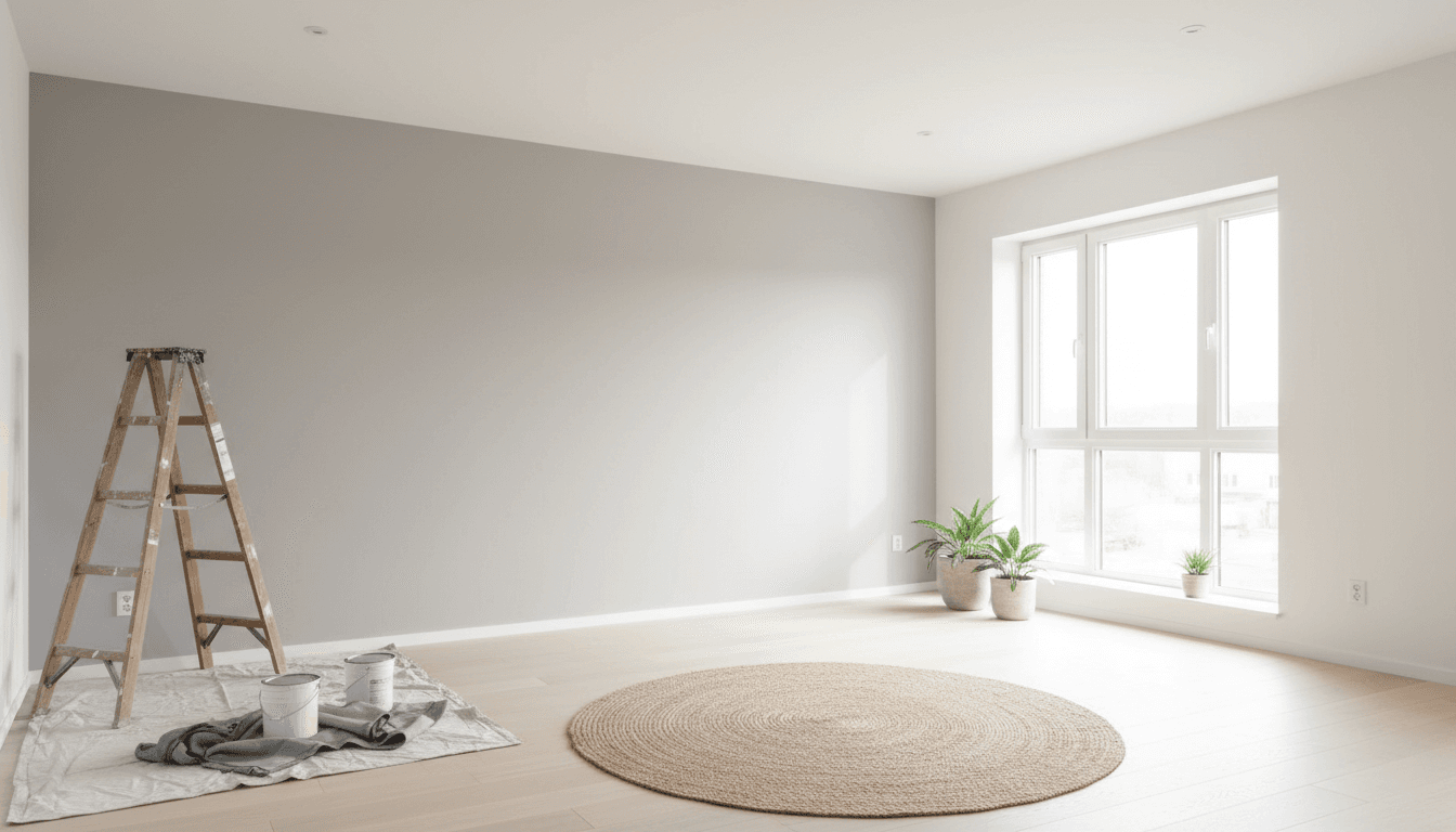 Freshly painted living room with clean walls and natural light